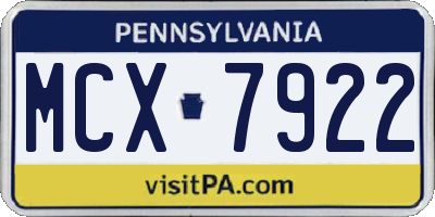 PA license plate MCX7922
