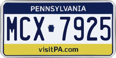 PA license plate MCX7925