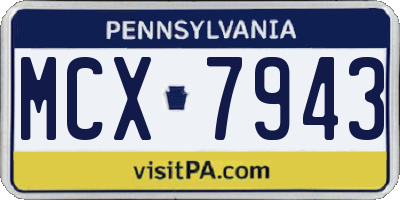 PA license plate MCX7943