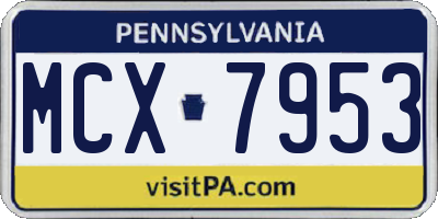 PA license plate MCX7953