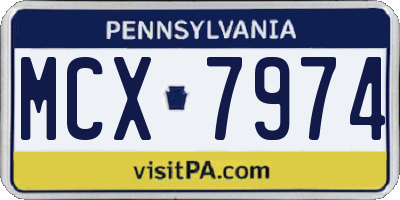 PA license plate MCX7974