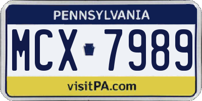 PA license plate MCX7989
