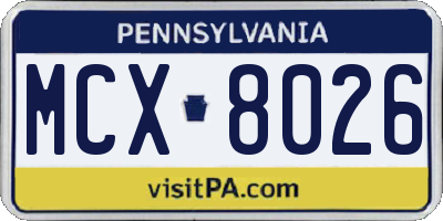 PA license plate MCX8026