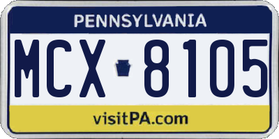 PA license plate MCX8105