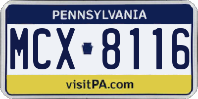 PA license plate MCX8116