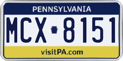 PA license plate MCX8151
