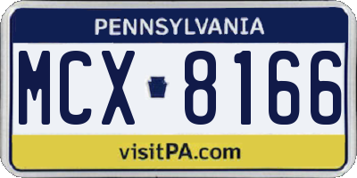PA license plate MCX8166
