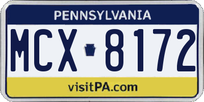 PA license plate MCX8172