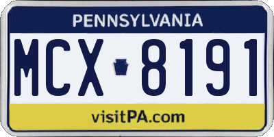 PA license plate MCX8191