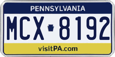 PA license plate MCX8192