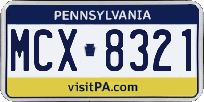 PA license plate MCX8321