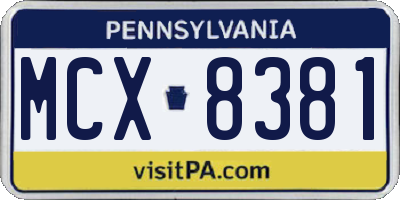 PA license plate MCX8381
