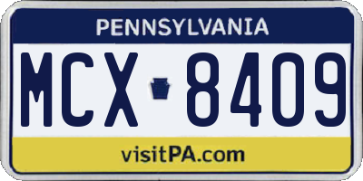 PA license plate MCX8409