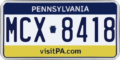 PA license plate MCX8418