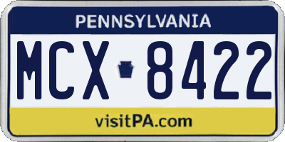 PA license plate MCX8422