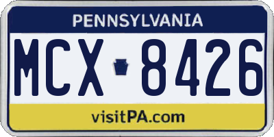 PA license plate MCX8426