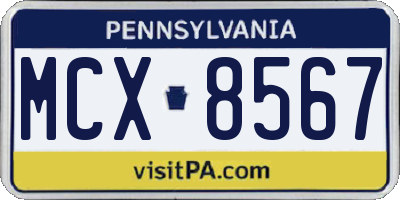 PA license plate MCX8567