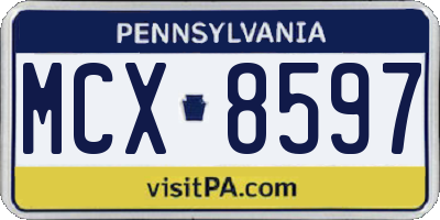 PA license plate MCX8597