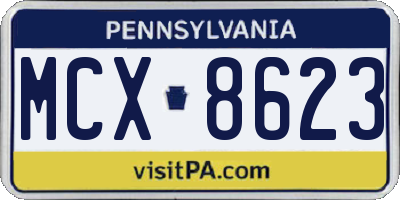 PA license plate MCX8623