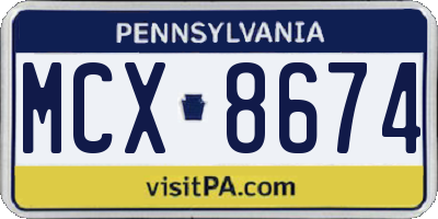 PA license plate MCX8674