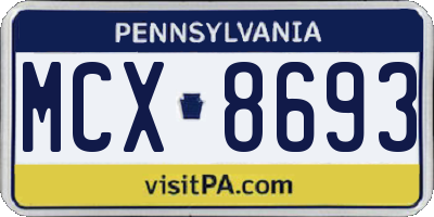 PA license plate MCX8693