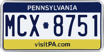 PA license plate MCX8751