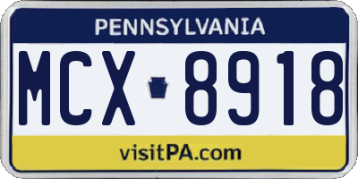 PA license plate MCX8918