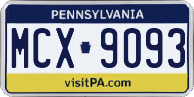PA license plate MCX9093
