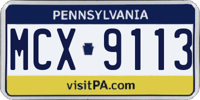 PA license plate MCX9113