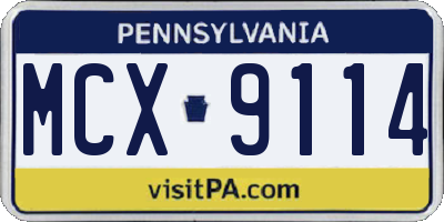 PA license plate MCX9114