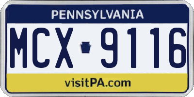PA license plate MCX9116