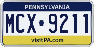 PA license plate MCX9211