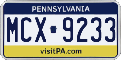 PA license plate MCX9233