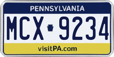 PA license plate MCX9234