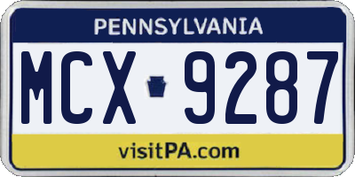 PA license plate MCX9287
