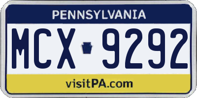 PA license plate MCX9292