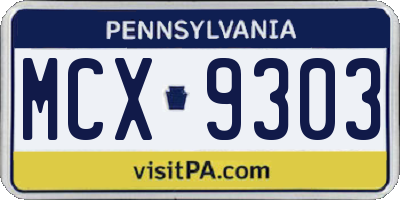 PA license plate MCX9303