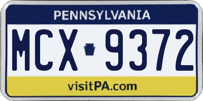 PA license plate MCX9372