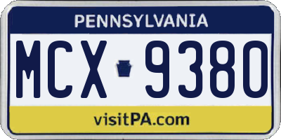 PA license plate MCX9380