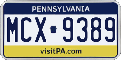 PA license plate MCX9389