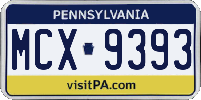 PA license plate MCX9393