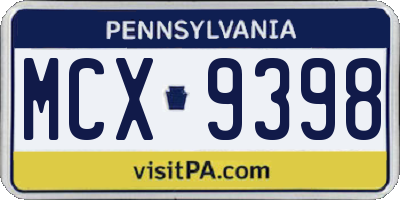 PA license plate MCX9398