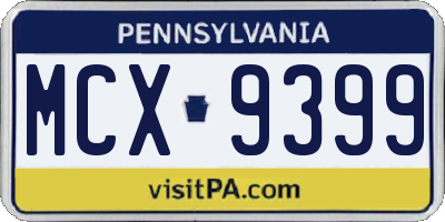 PA license plate MCX9399