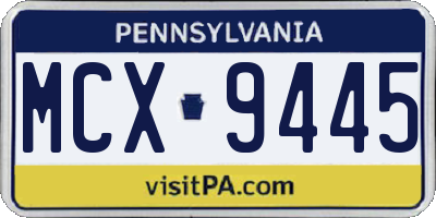 PA license plate MCX9445