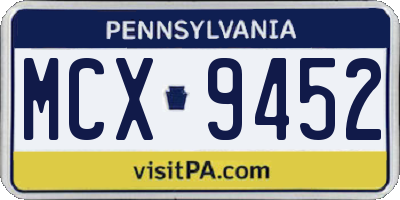 PA license plate MCX9452