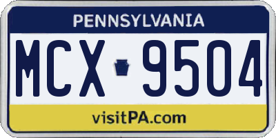 PA license plate MCX9504