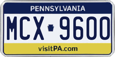 PA license plate MCX9600