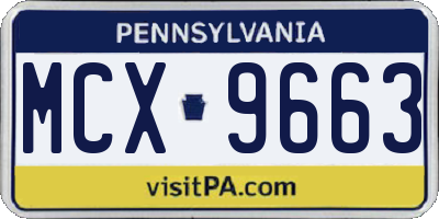 PA license plate MCX9663