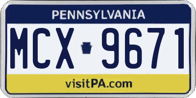 PA license plate MCX9671