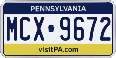 PA license plate MCX9672